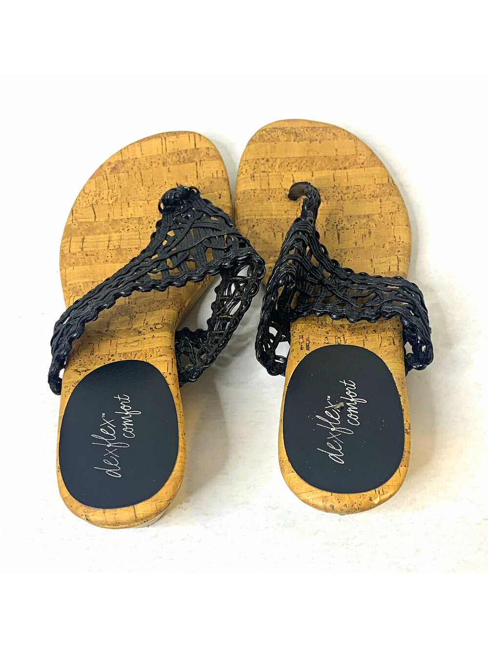 dexflex comfort Women’s Black Braided Strappy Slip-On Sandals US 11 EU 44